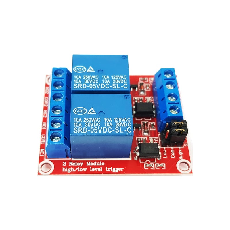 DIYables وحدة ريليه 2 قناة 5 فولت لأردوينو، ESP32، ESP8266، Raspberry Pi – عزل بصري، تفعيل عالي/منخفض – 2 قطع - Image 4